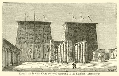Karnak, sisätuomioistuin, entisöity Egyptin komission mukaan (kaiverrus) tekijältä French School
