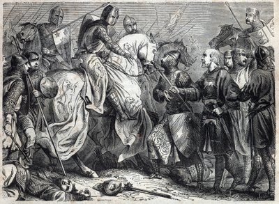 Kuningas Alfonso V Magnanimous (v. 1396-1458), Aragonian kuningas, valloittaa Napolin valtakunnan. Kaiverrus "" Paavien historiaan (...) Kuningatarkuninkaan ja keisarien rikokset vuosisatojen ajan" Maurice Lachatre tekijältä French School