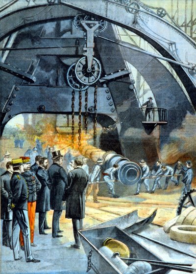 Kuningas Carlos I (Portugalin Kaarle I) Ateliers du Creusotissa "" Le Peute Parisien" -rakennuksessa 26.2.1899 alkaen tekijältä French School