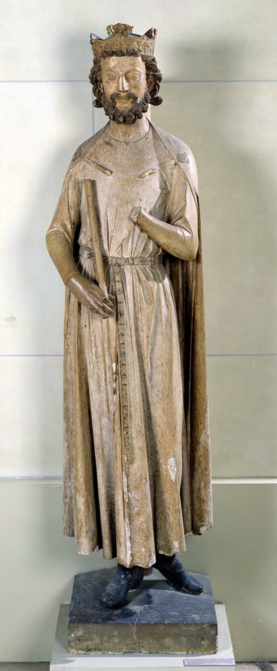 Kuningas Childebert I (497-558) Saint-Germain-des-Presin luostarista, n. 1239-44 (kalkkikivi) tekijältä French School