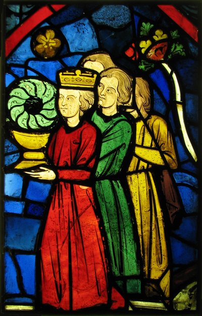 Kuningas Ludvig IX kantoi orjantappurakruunua, n. 1245-1248 (metallilasi ja lasimainen maali) tekijältä French School