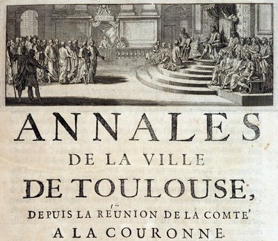 Kuningas Philippe Hardi Toulousessa vuonna 1272 teoksessa "Annales de la ville de Toulouse", kirjoittaja Germain de Lafaille, Toulouse tekijältä French School