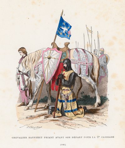 Ritari rukoilee ennen lähtöä toiselle ristiretkelle, 1146 tekijältä French School