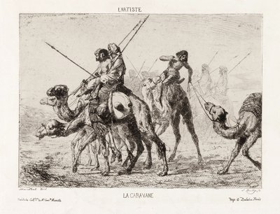 La Caravane, l"Artiste, pub. 1800-luvun loppu (litografia) tekijältä French School