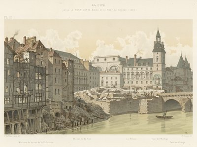 La Cite, Pont Notre-Damen ja Pont au Changen välissä, 1800 tekijältä French School