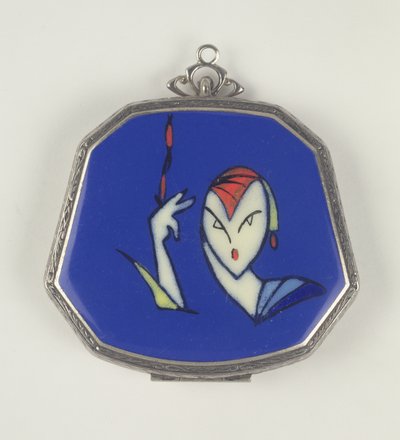 La Mode Femme Fatale Powder Compact, ranska, 1920-30 (emali) tekijältä French School