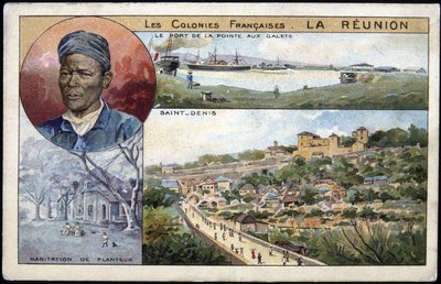 La Réunion, näkymä St Denis - postikortti kromo., deb. 20. vuosisata tekijältä French School