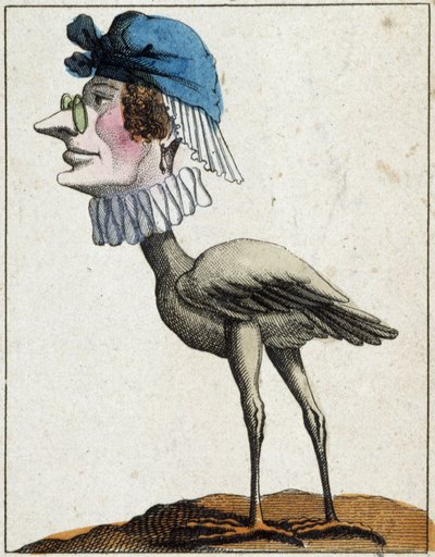 La Stork in Caricature, tutkimus hahmosta "haihtuva hahmo" sd. 19., suosittuja kuvia. tekijältä French School