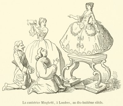 Laulaja Minghetti, Lontoossa, 1700-luvulla (kaiverrus) tekijältä French School