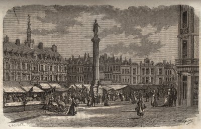 Lillen Grand Place -kaiverrus Victor Duruyn (1811-1894) "Histoire de France" -kirjoitukseen - 1882 tekijältä French School