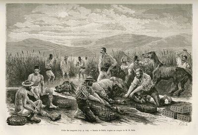 Sahibin piirtämä The Fishing of the Leeches havainnollistamaan Henry Bellen tarinaa: Matkailu Kreikassa tekijältä French School