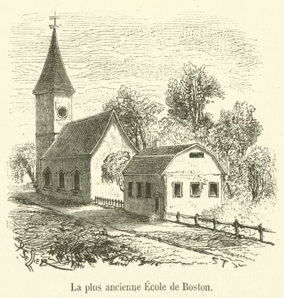 Bostonin vanhin koulu (kaiverrus) tekijältä French School