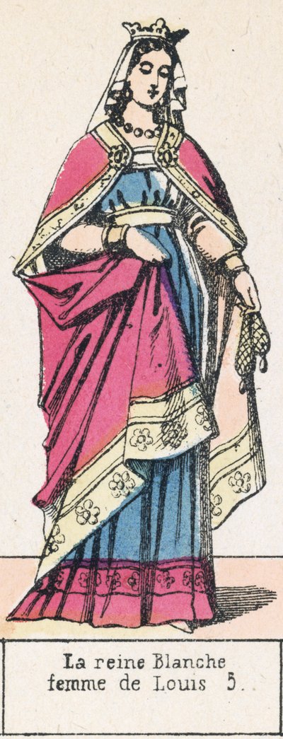 Queen Blanche, Louis 5:n vaimo (värillinen kaiverrus) tekijältä French School