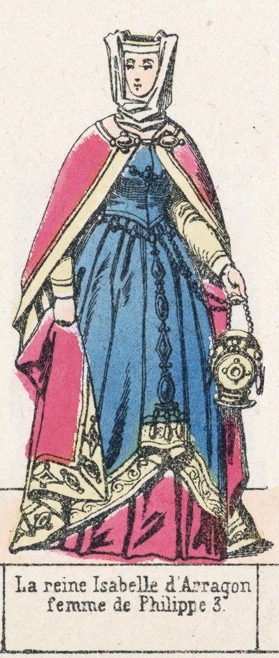 Arragonin kuningatar Isabella, Philip 3:n vaimo (värillinen kaiverrus) tekijältä French School