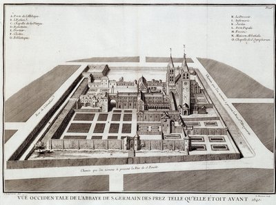 Saint Germainin luostari ennen vuotta 1640 - Dom Jacques Bouillartin teoksessa St Germain des Presin luostarin historia, toim. Dupuis, Pariisi tekijältä French School