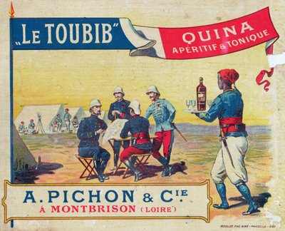 Le Toubib Aperitiivin ja Tonic-viinin etiketti, 1800-luvun loppu tekijältä French School