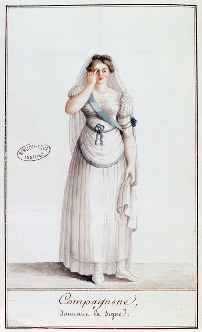 Lady Freemason antaa kyltin, 1805 (wcolour) tekijältä French School