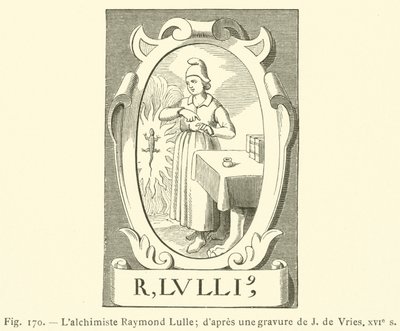 Alkemisti Raymond Lulle (kaiverrus) tekijältä French School
