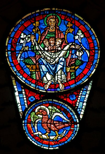 Viimeinen tuomio: Abrahamin helmi, jossa on 3 sielua; St Johns eagle alla (w143) tekijältä French School