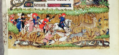 Lat 1156 B f.163 marraskuu; hirvenmetsästys, Marguerite dOrleansin tunneilta, 1426-38 tekijältä French School