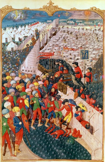 Lat 6067 Turkin operaatiot Rodoksen piirityksessä, Guillaume Caoursinin teoksesta Rodoksen piirityksen historia, 1483 tekijältä French School