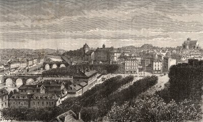 Laval - Mayenne - Pays de la Loire - kaiverrus V.A. Malt-Brownin kirjaan "La France illustrée: maantiede, historia, tilastohallinto". 1884 tekijältä French School