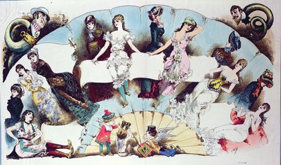 Asettelukuvitukset artikkeliin naisten alusvaatteista, La Vie Parisienne, n. 1870 tekijältä French School