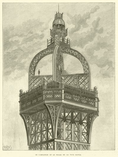 Campanile ja Eiffel-tornin majakka (kaiverrus) tekijältä French School