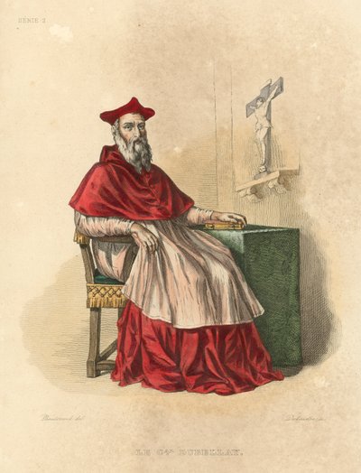 Le Cardinal Dubellay (värillinen kaiverrus) tekijältä French School