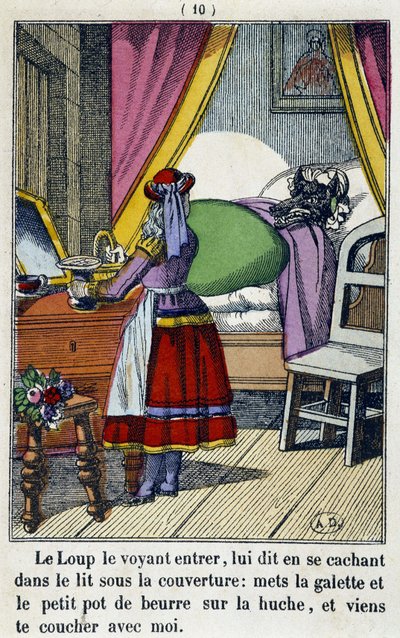 Le Chaperon Rouge dans la chambre du loup - teoksessa ”Punahilkka”, toim. Pellerin, Epinal, n.d. 19. tekijältä French School