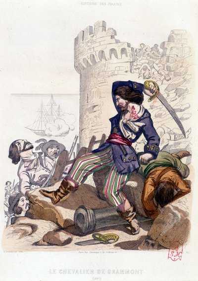 Le Chevalier de Grammont 1686 teoksessa "History of the pirates and corsairs of the Ocean and Välimeren" P. Christian, Paris, D. Cavaillés toim. Osa 2 1847 tekijältä French School