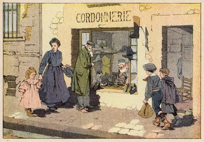 Le Cordonnier, The Shoe Maker (väri litho) tekijältä French School