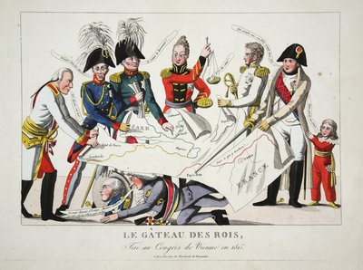 Le Gateau des Rois, piirretty Wienin kongressissa vuonna 1815, pub. tekijältä French School