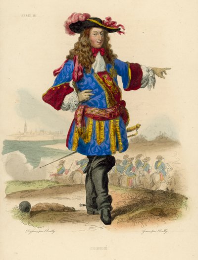 Le Grand Conde (värillinen kaiverrus) tekijältä French School