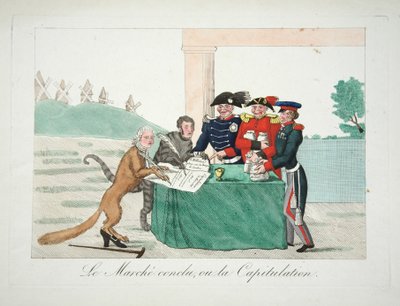 Le Marche päätti, eli antautuminen, pub. 1814 (käsinvärinen kaiverrus) tekijältä French School