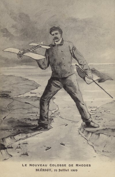 The New Colossus Of Rhodes, Bleriot, 25. heinäkuuta 1909 (litho) tekijältä French School