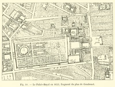 Palais-Royal vuonna 1652; fragmentti Gomboustin suunnitelmasta tekijältä French School
