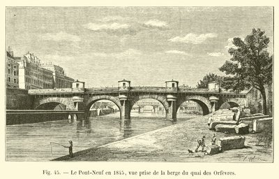 Pont-Neuf vuonna 1845, näkymä Quai des Orfevresin rannalta tekijältä French School
