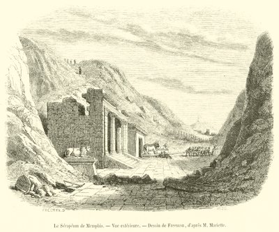 Memphisin serapeum, ulkonäkymä (kaiverrus) tekijältä French School