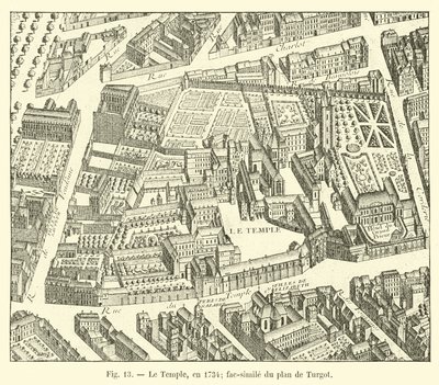 Temppeli vuonna 1734; faksimile Turgotin suunnitelmasta tekijältä French School
