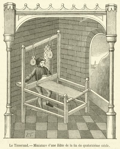 Weaver, pienoismalli 1400-luvun lopun Raamatusta (kaiverrus) tekijältä French School