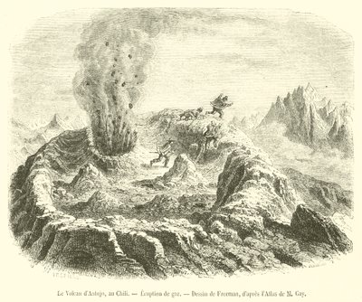 Antujo Volcano, Chile, Kaasunpurkaus (kaiverrus) tekijältä French School