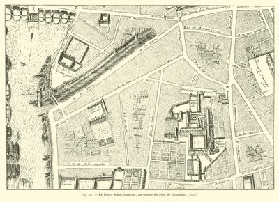 Bourg Saint-Germain, faksimile Gomboustin suunnitelmasta, 1652 tekijältä French School