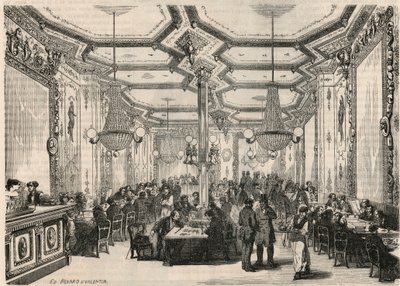 Le cafe Pierron Pariisissa 1800-luvulla - Edmond Texierin kaiverrus Tableau-de-Parisissa 1852 tekijältä French School