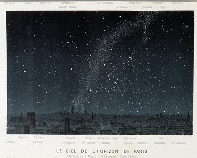 Pariisin siluetin taivas talvipäivänseisauksen aikaan - Amédée Guilleminin "" Le Ciel" -kirjassa, Pariisi tekijältä French School