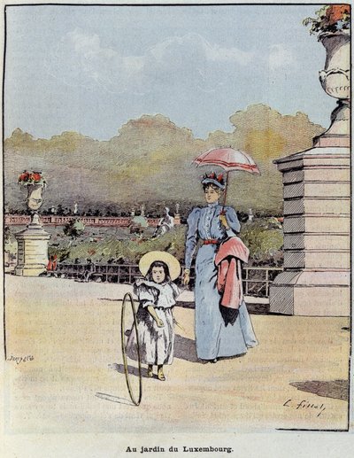 Luxemburgin puutarha - teoksessa "The Little Frenchman Illustrated" 21.7.1. tekijältä French School