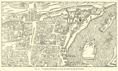 Saint-Paulin kaupunginosa vuonna 1552, faksimile Truschetin suunnitelmasta tekijältä French School