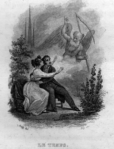 Ranskalaisen runoilijan ja lauluntekijän Pierre Jean de Berangerin (1780-1857) Le temps Chanson de Beranger teoksessa "Oeuvres valmistuu" (1834). tekijältä French School