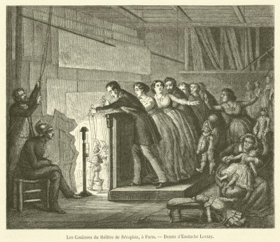 Seraphin-teatterin kulissien takana, Pariisissa (kaiverrus) tekijältä French School
