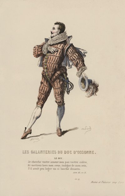 Ossonnen herttuan galanteria, herttua (värillinen kaiverrus) tekijältä French School